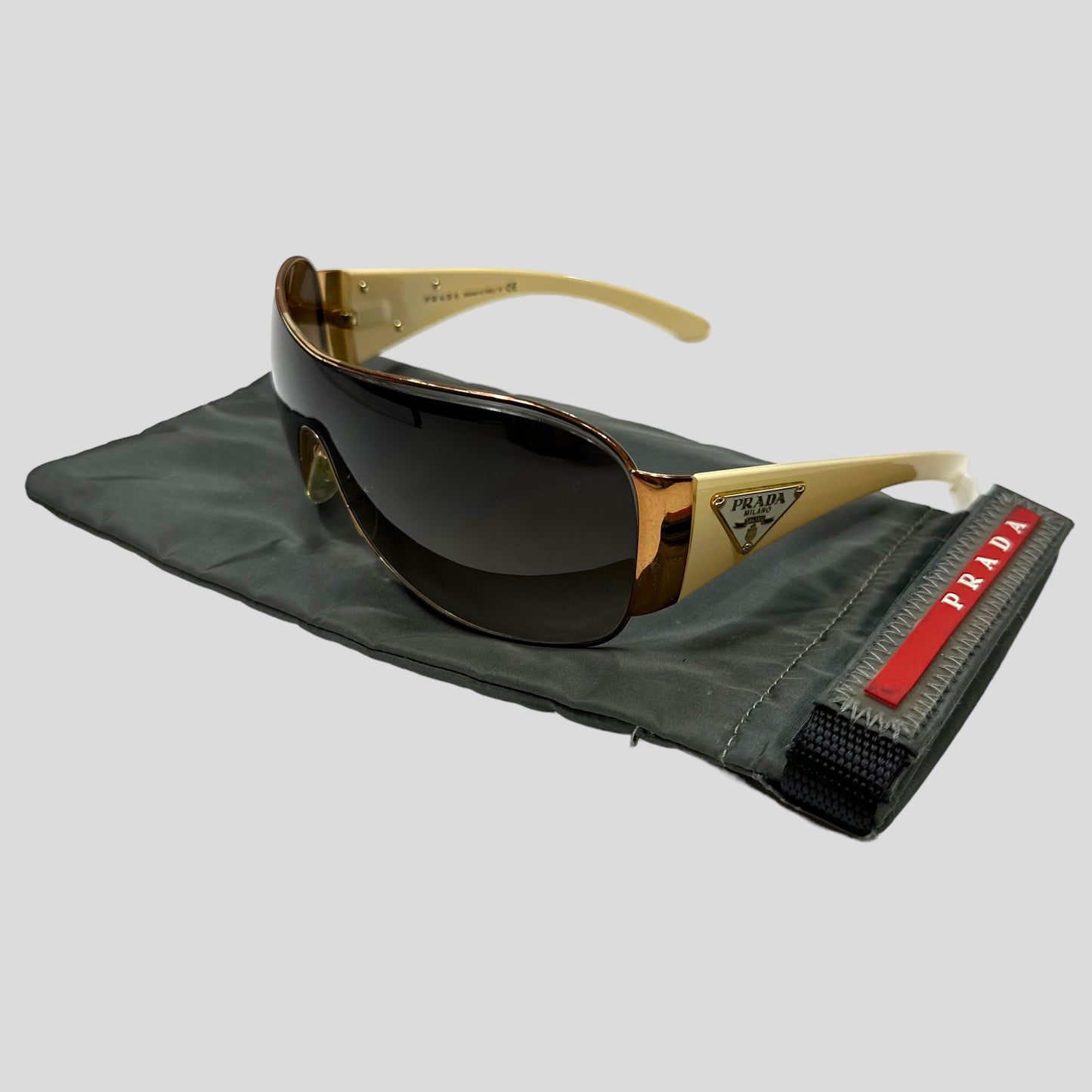 Prada Milano Logo Wraparound Sunglasses