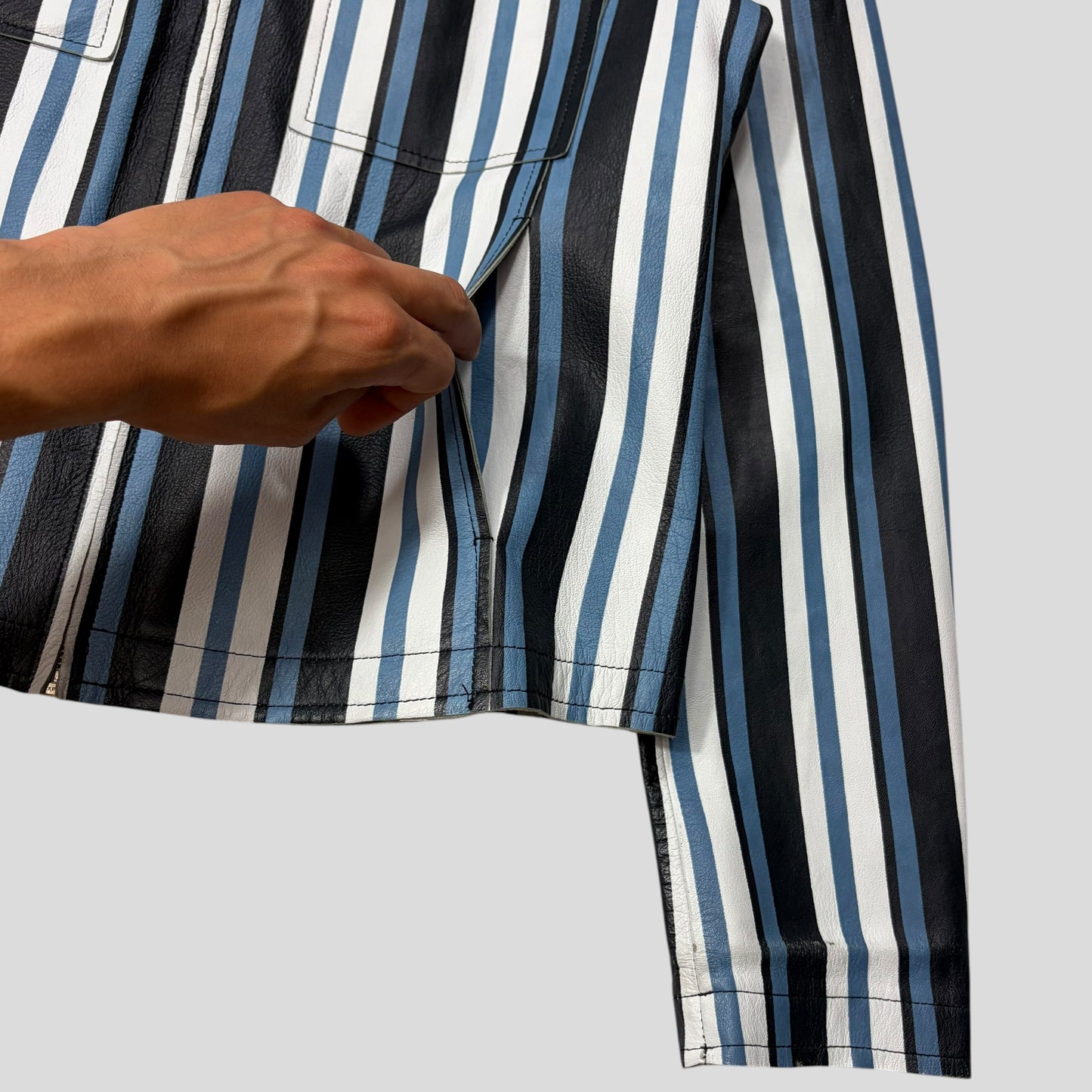 Dolce & Gabbana 00’s Leather Striped Blouson Work Jacket - M