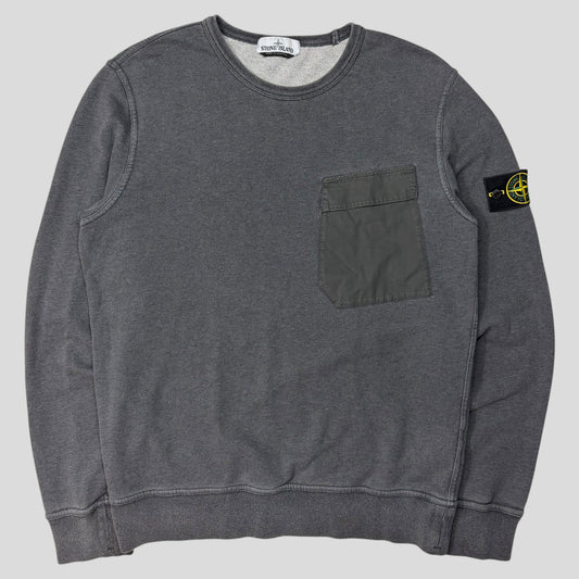 Stone Island 2018 Cargo Pocket Grey Sweatshirt - L