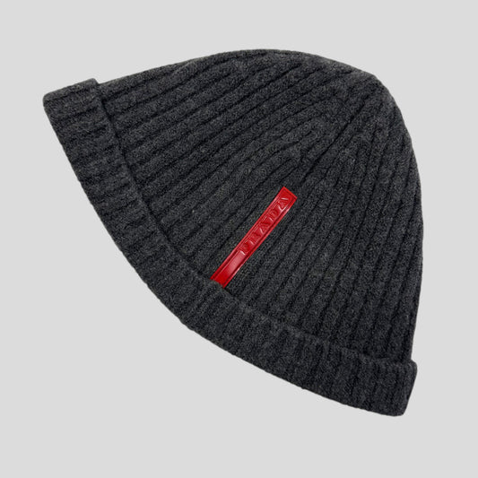 Prada Sport 00’s Grey Ribbed Fisherman’s Beanie - OS