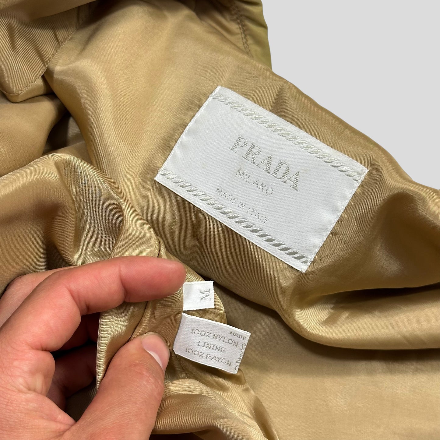 Prada Milano 90’s Gold Nylon Rayon Lined Zip Jacket - M