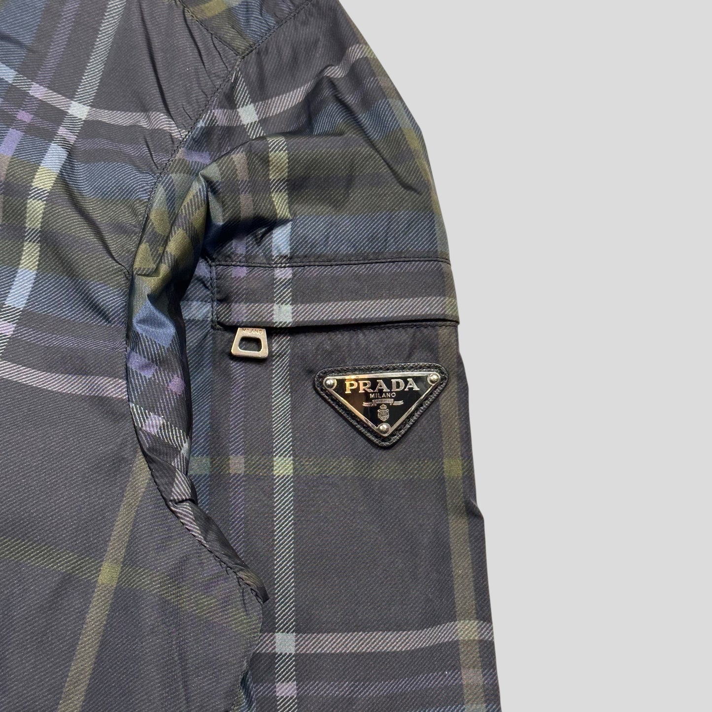 Prada 2011 SAMPLE Shadow Plaid Nylon-PU Resin Coated Windbreaker - M/L