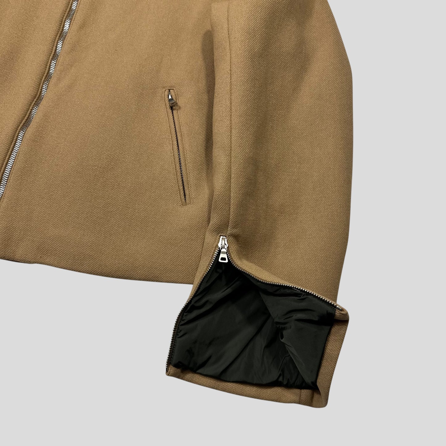Prada Milano 1999 Wool Padded Leather Detailed Biker Jacket - L