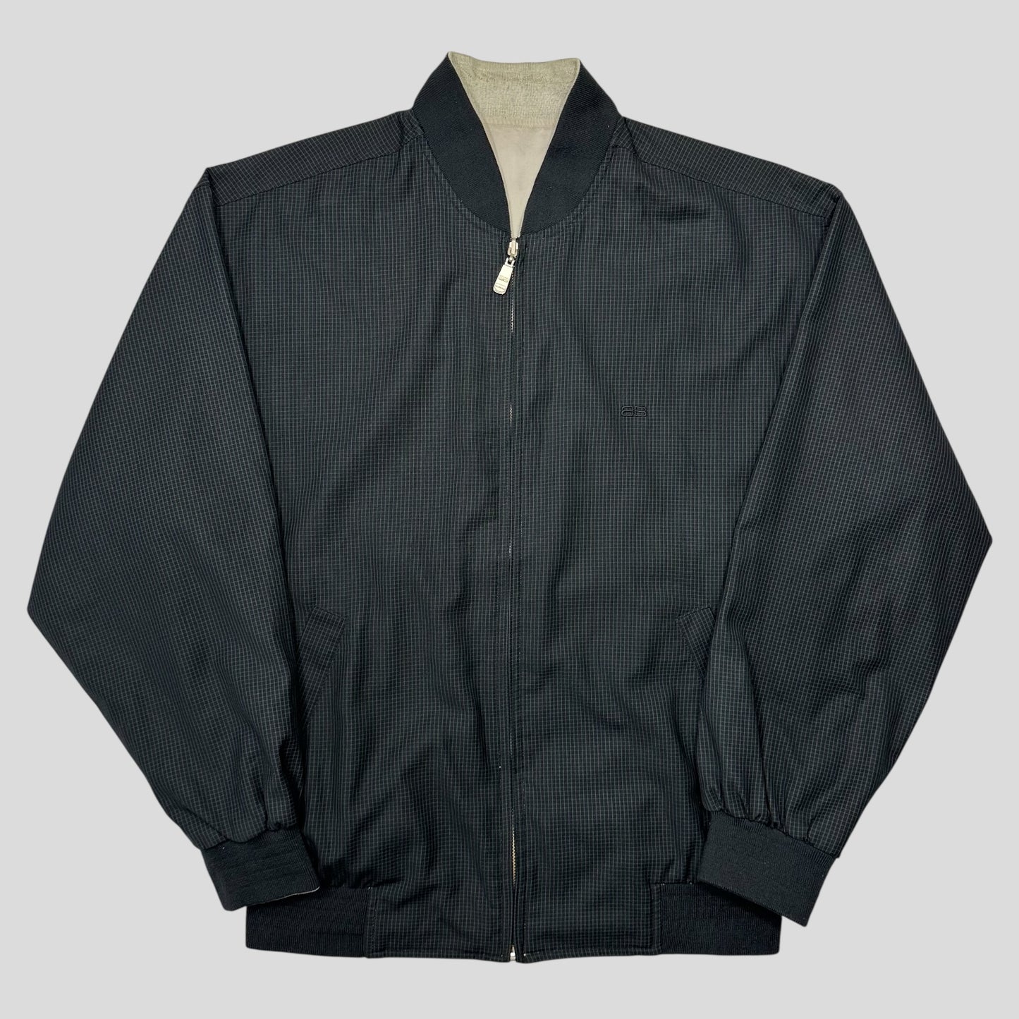 Balenciaga 90’s Grid Check Reversible Logo Bomber Jacket - L
