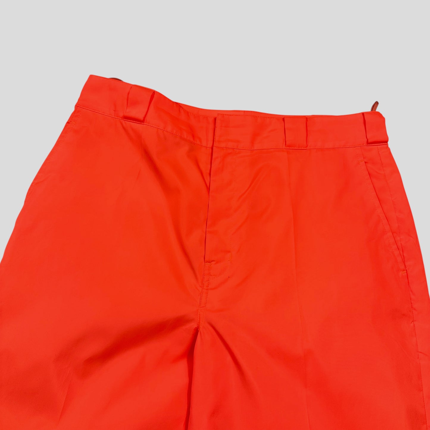 Prada Milano 2018 Orange Nylon Gabardine Triangle Logo Trousers - S/M