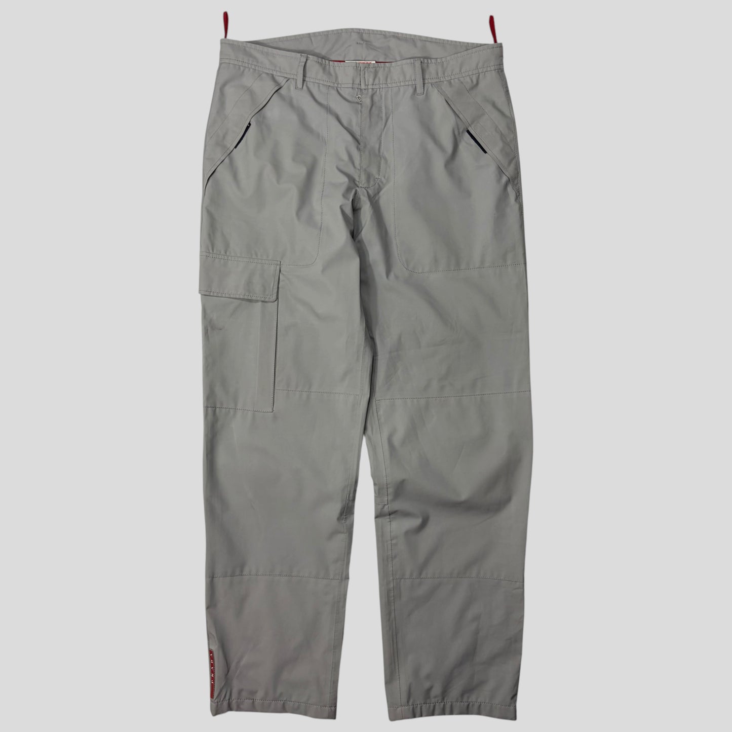 Prada Challenge 2003 Goretex Red Logo Cargo Trousers - IT52