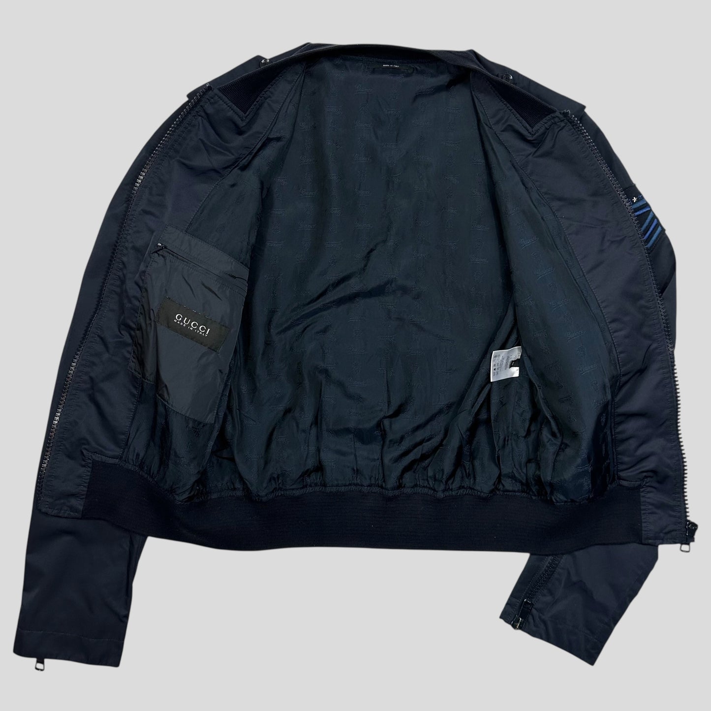 Gucci 2008 Military Web Stripe Navy Logo Jacket - IT50 (M/L)