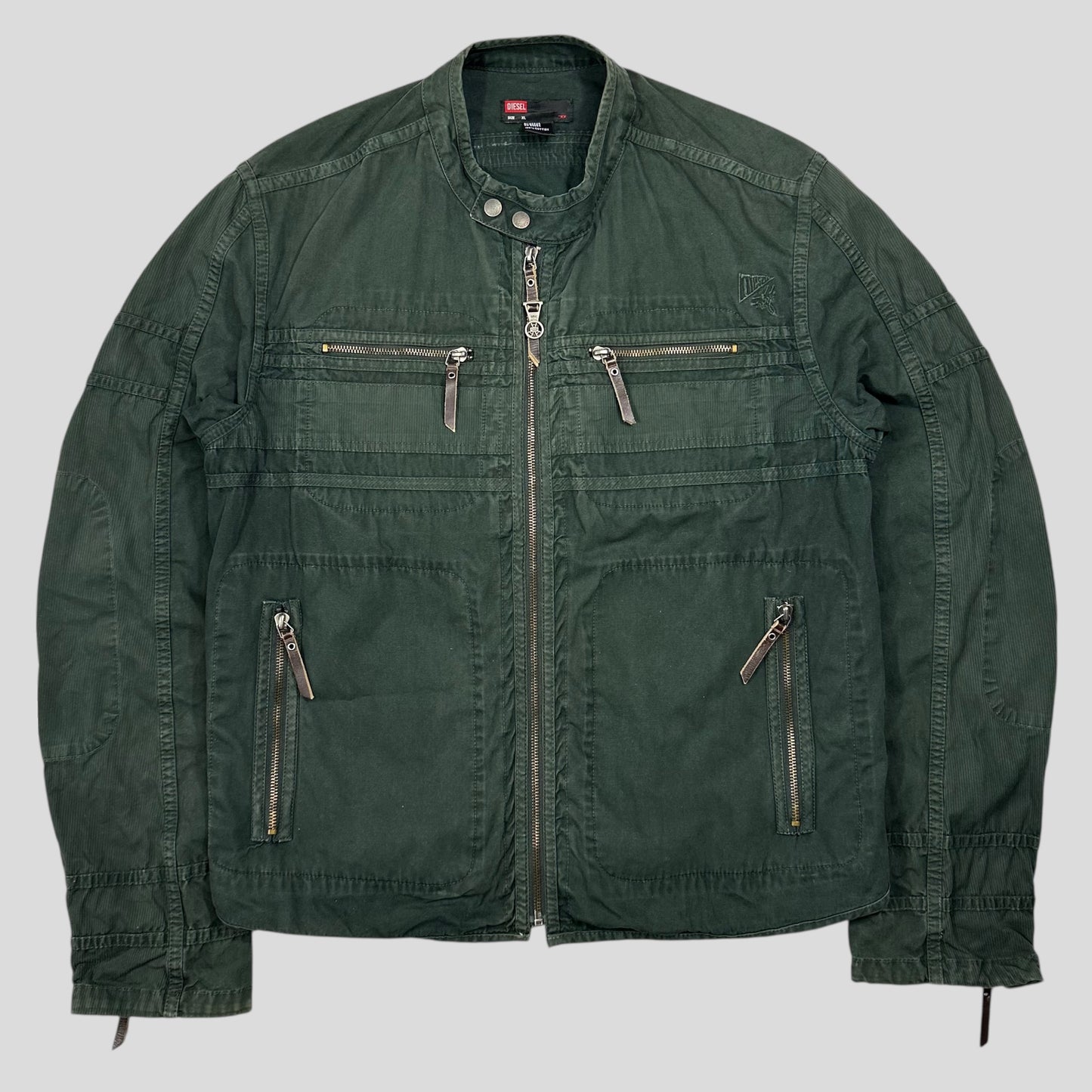 Diesel 00’s Green Cotton Multipocket Cargo Moto Jacket - L