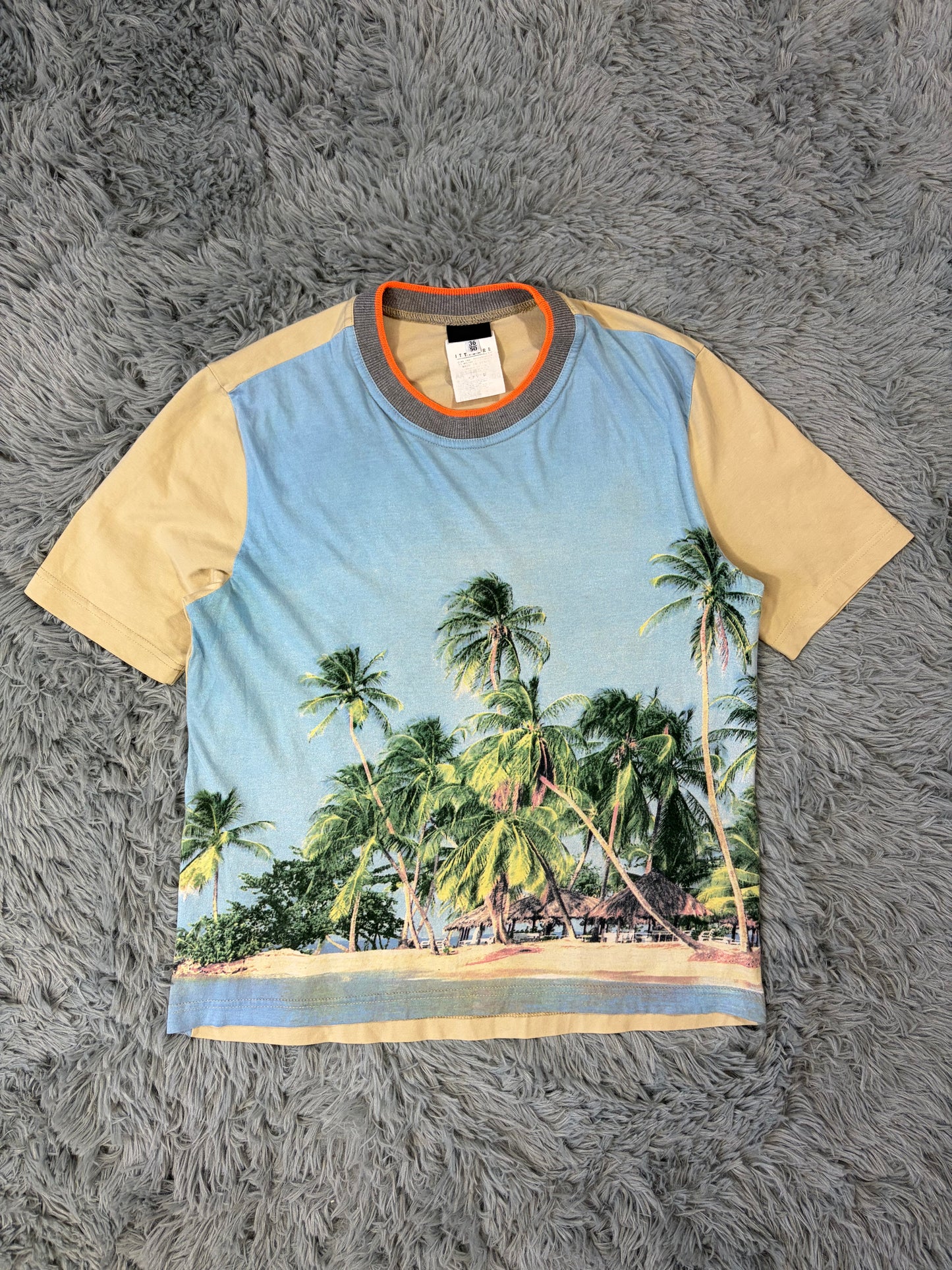 D&G 00’s Palm Tree Beach Graphic Ringer T-shirt - S