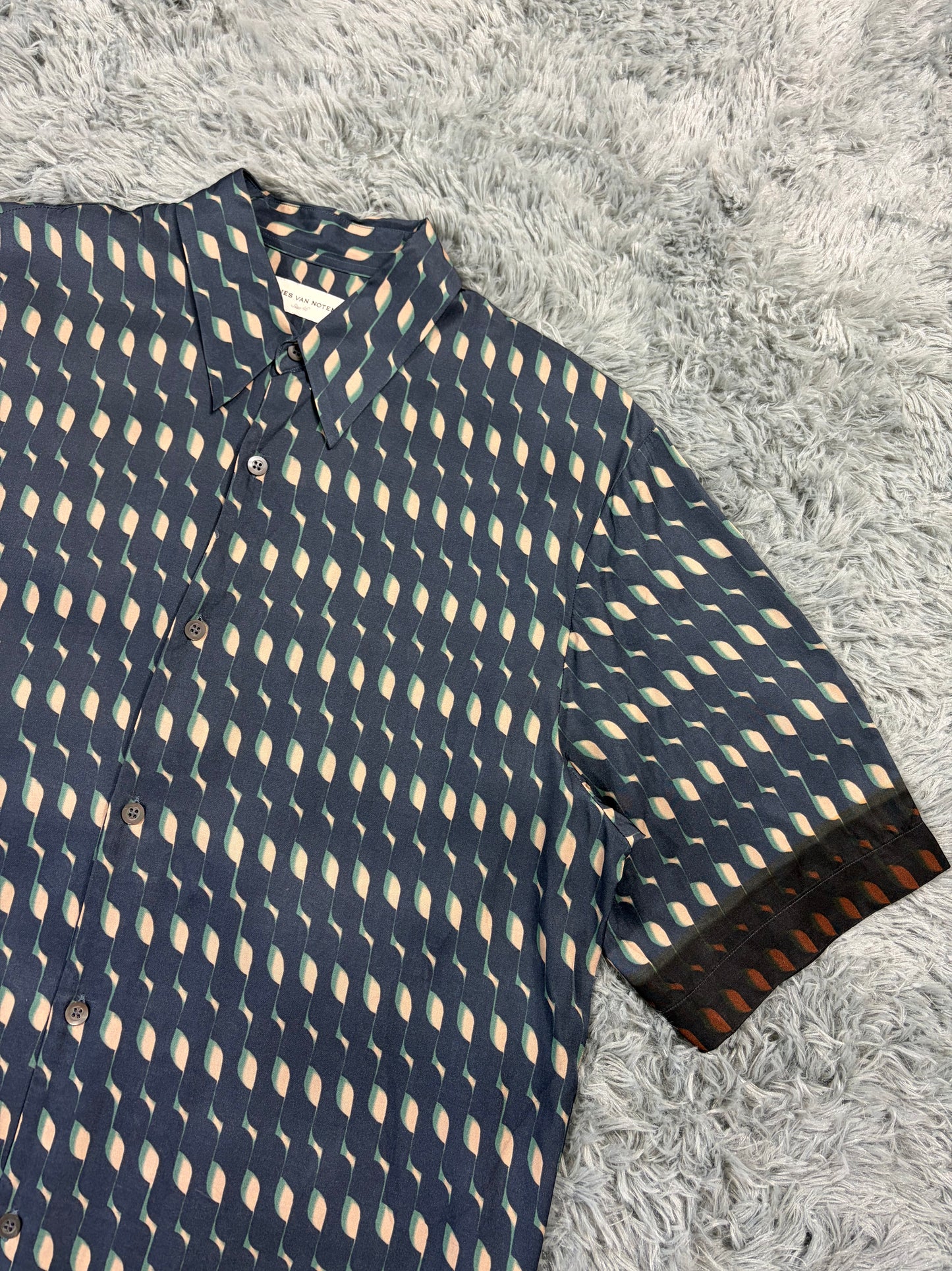 Dries Van Noten SS24 Satin Graphic Print Cuban Shirt - M