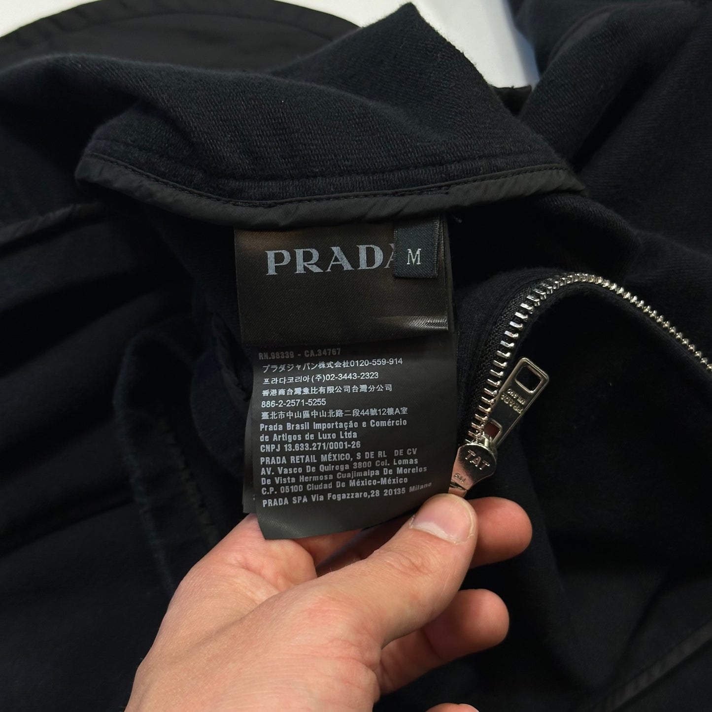 Prada 2017 Red Tab Boxy Cropped Piped Zip-up Hoodie - M