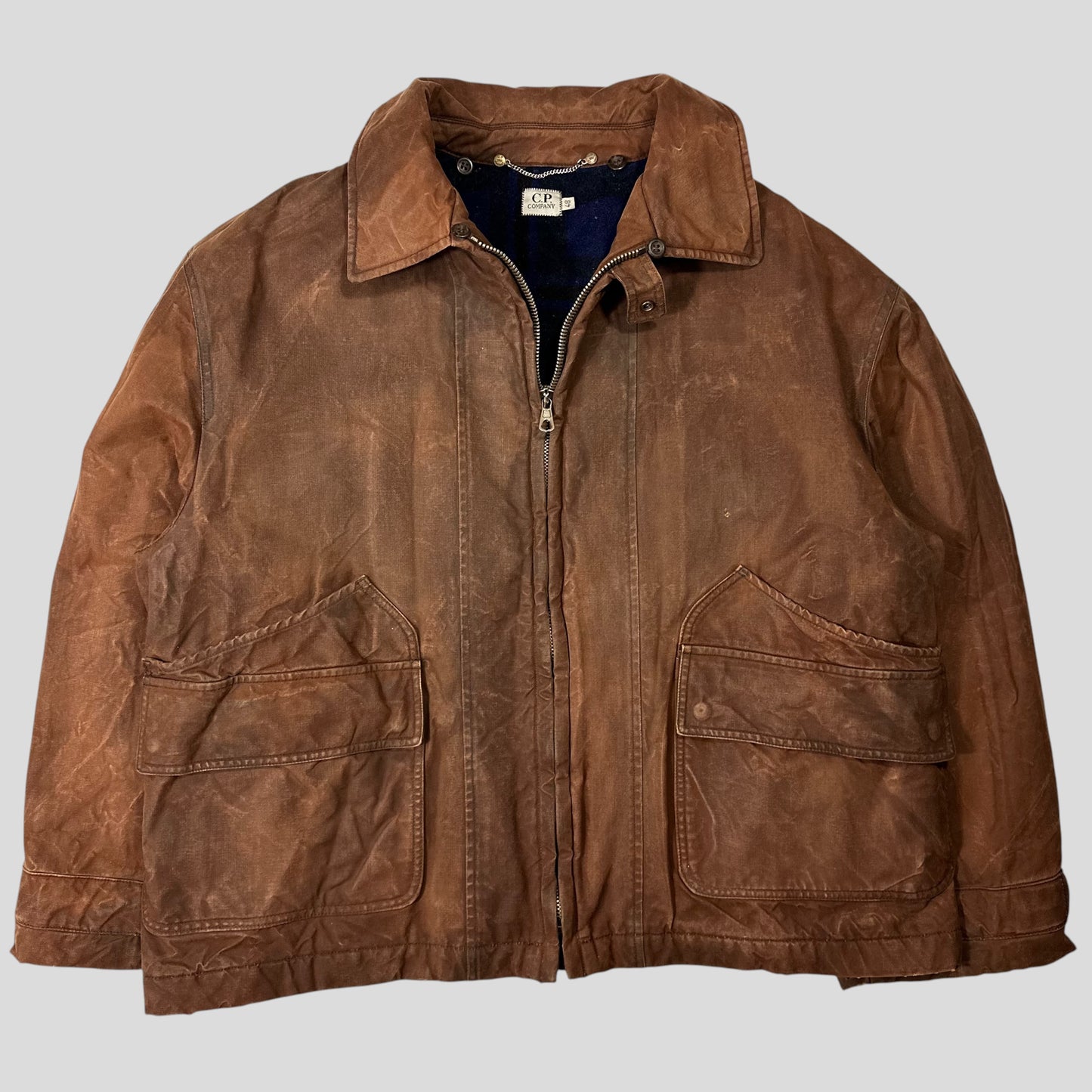 CP Company 1994 Waxed Heavy Cotton Flannel Lined Work Jacket - IT48 (L/XL)