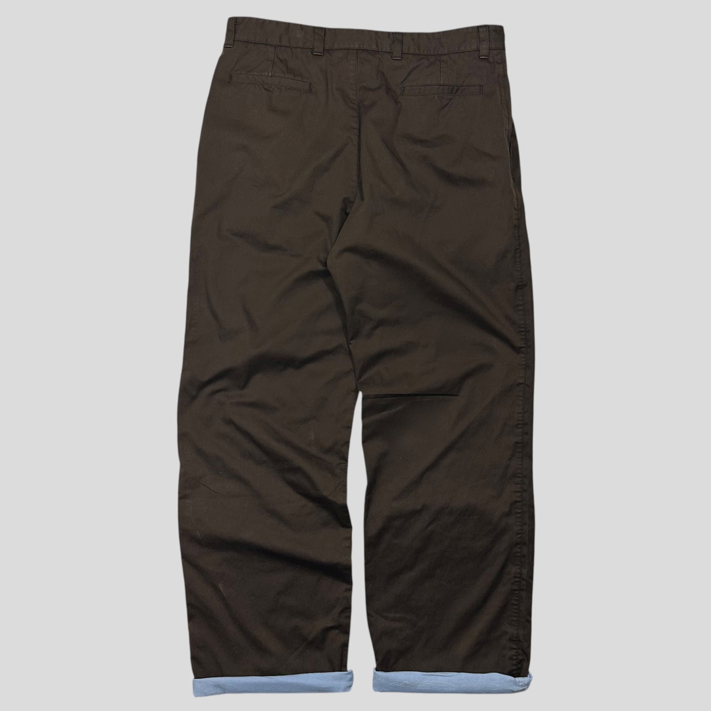 Prada AW00 Brown & Baby Blue Waxed Cotton Trousers - IT52 (34)