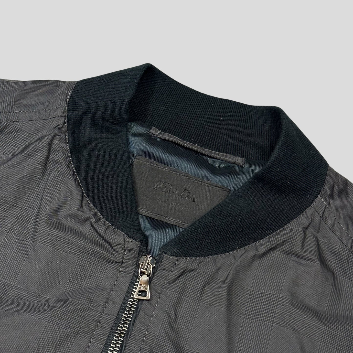 Prada Milano 2010 Shadow Plaid Nylon Bomber Jacket - IT54 (L)