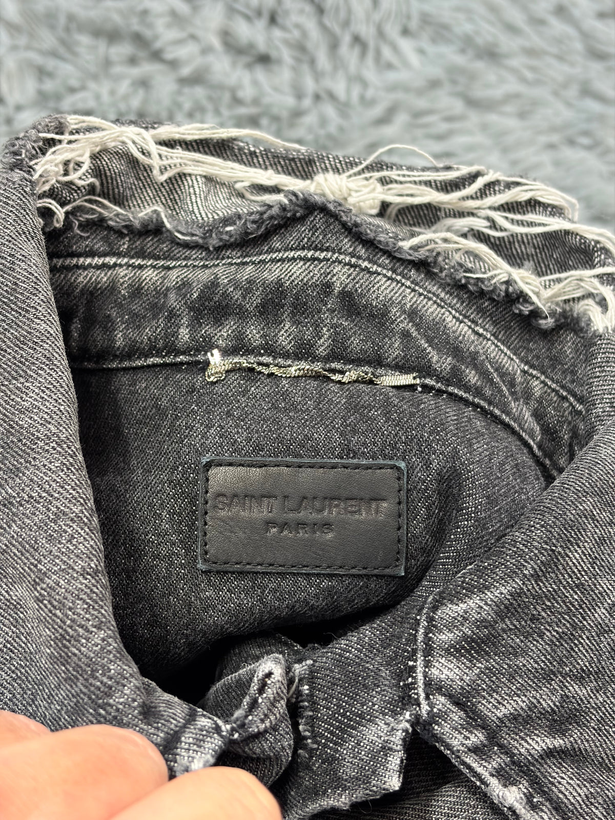 Saint Laurent 2017 Distressed Denim Grey Trucker Jacket - S