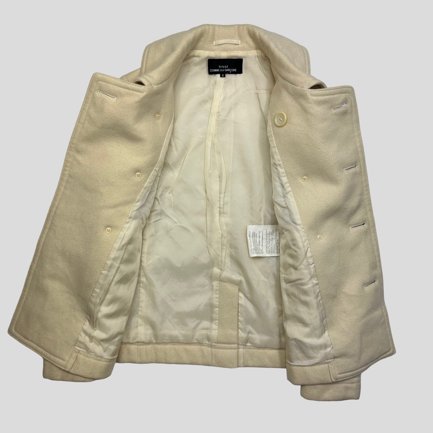 CDG Tricot 2002 Cream Angora & Wool Mini Blazer Jacket - S