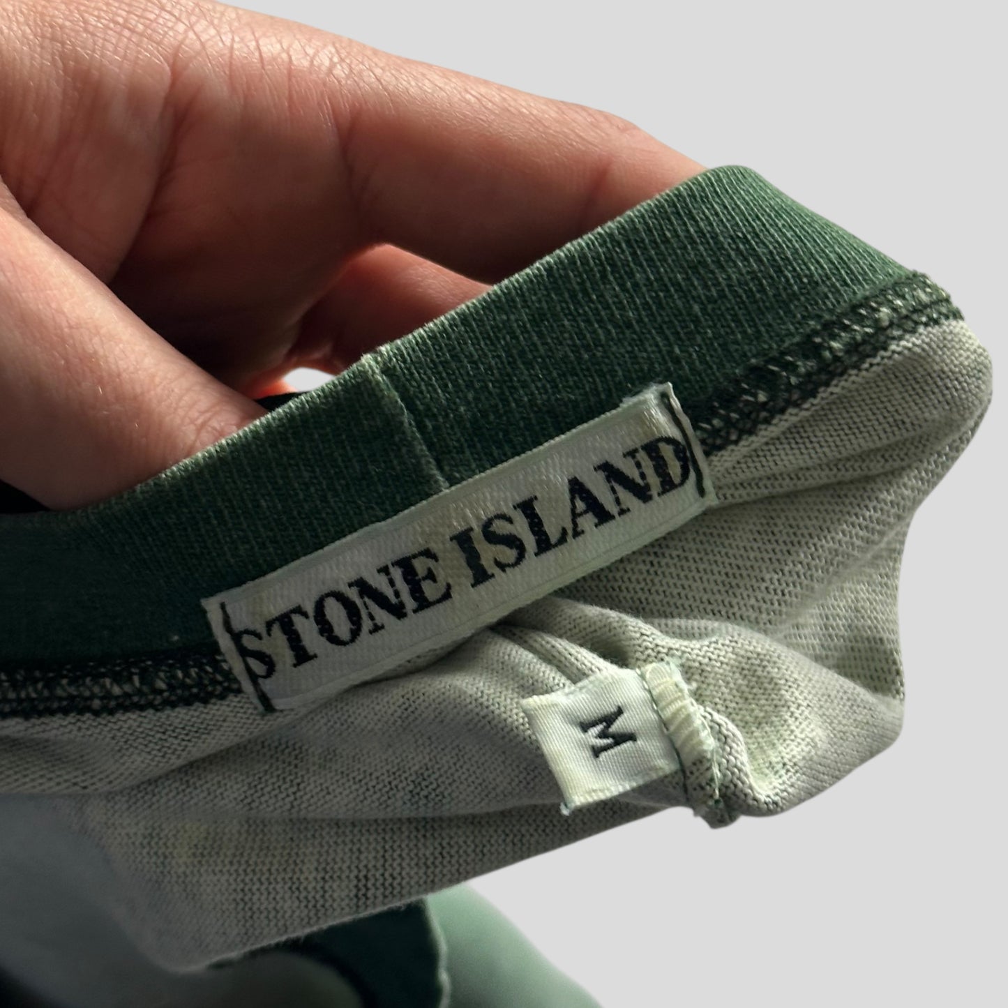 Stone Island 1989 Marina Stripe Washed Green Logo T-shirt - M (L)