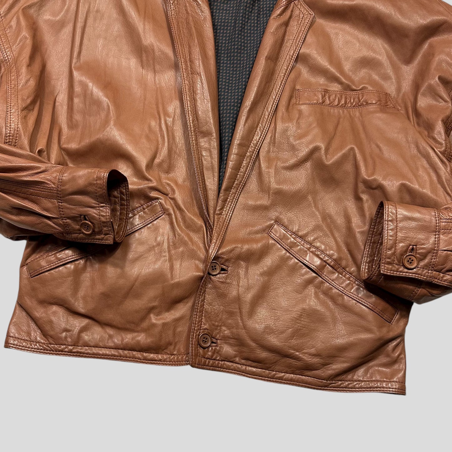 Gianni Versace 80’s Leather Kimono Open Bomber Jacket - L