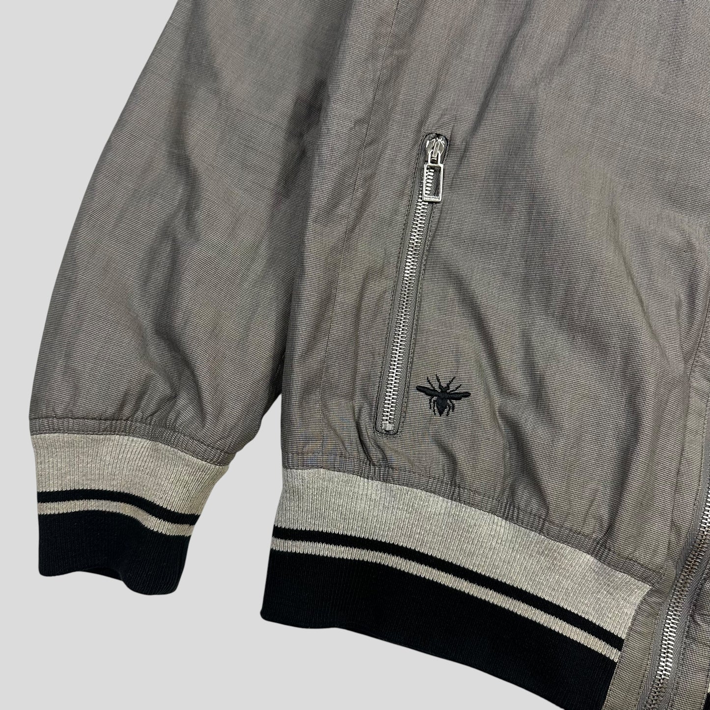 Dior Homme 2010 Bee Varsity Microcheck Cotton Bomber Jacket - M