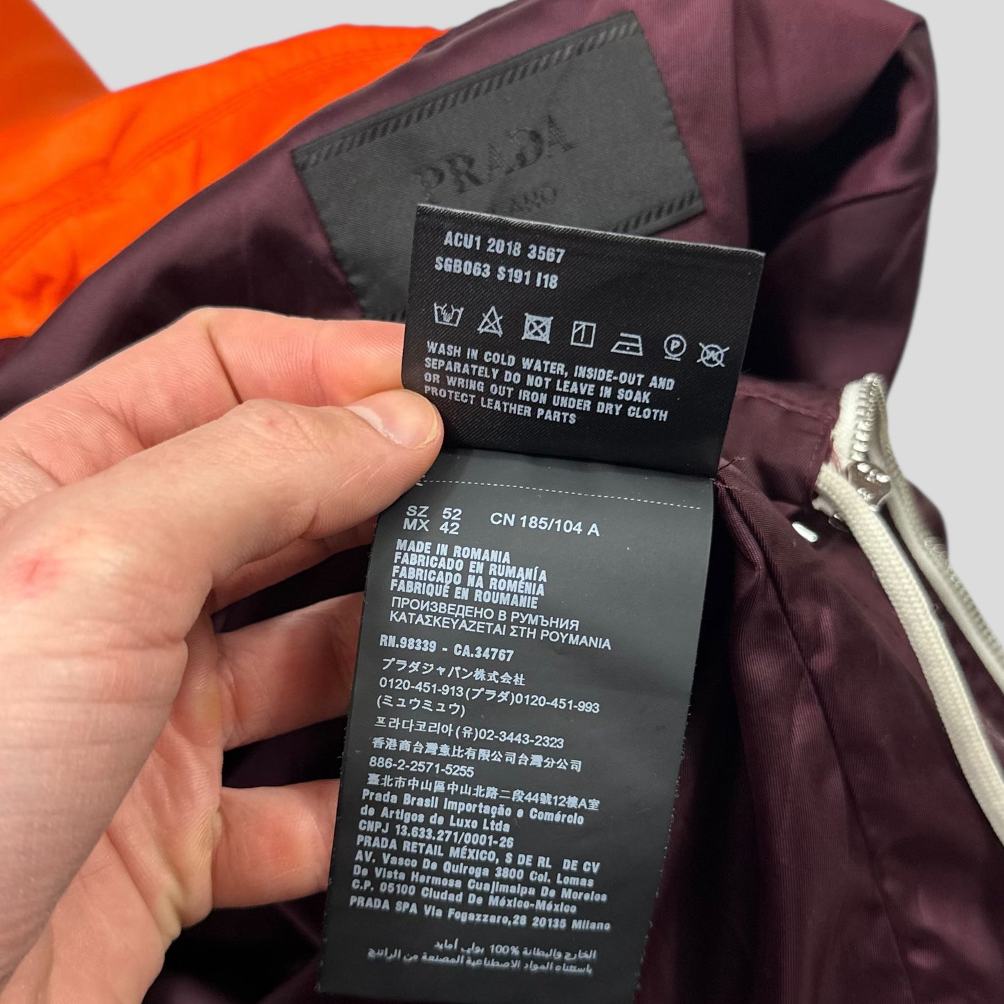 Prada 2018 Orange & Plum Gabardine Nylon Work Jacket - IT52 (L)