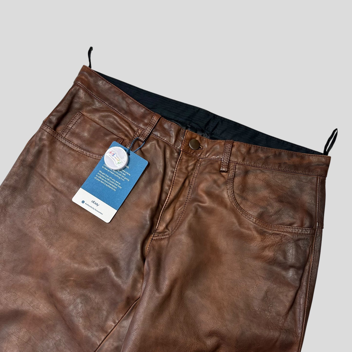 Prada Milano 00’s Embossed Logo Leather Biker Trousers - IT48