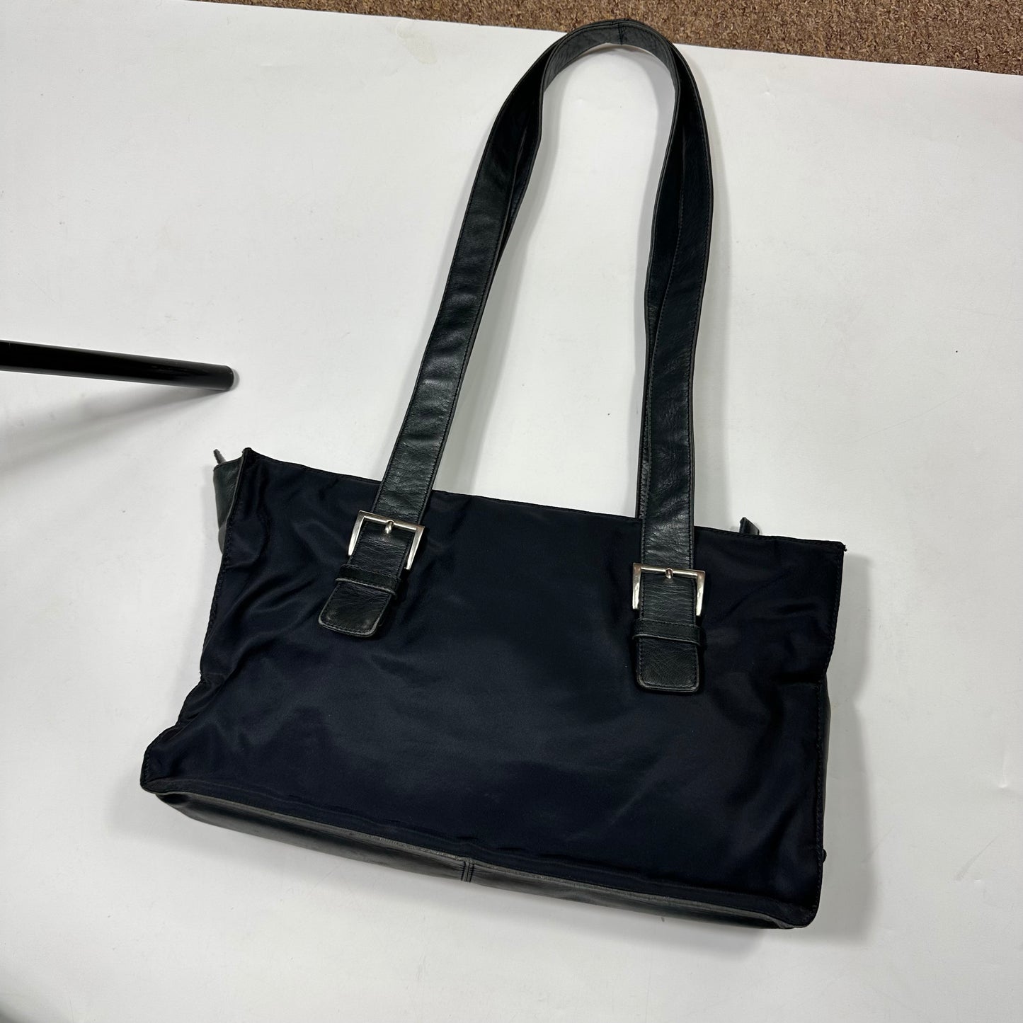 Prada 00’s Nylon + Leather Plaque Logo Shoulder Bag