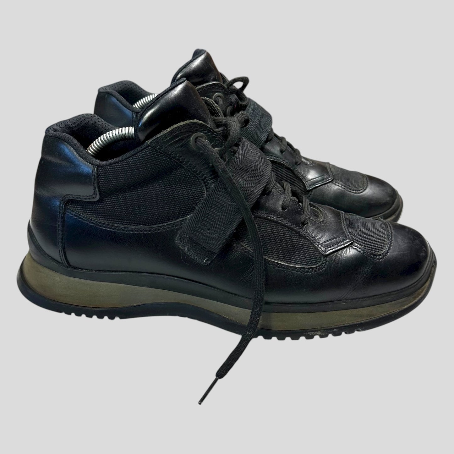 Prada Sport 00’s Leather + Mesh Strapped Combat Boots - UK8.5