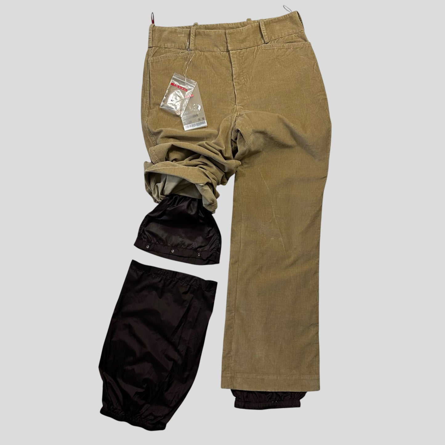 Prada Sport 00’s 2 in 1 Corduroy Double Layered Ski Trousers - L
