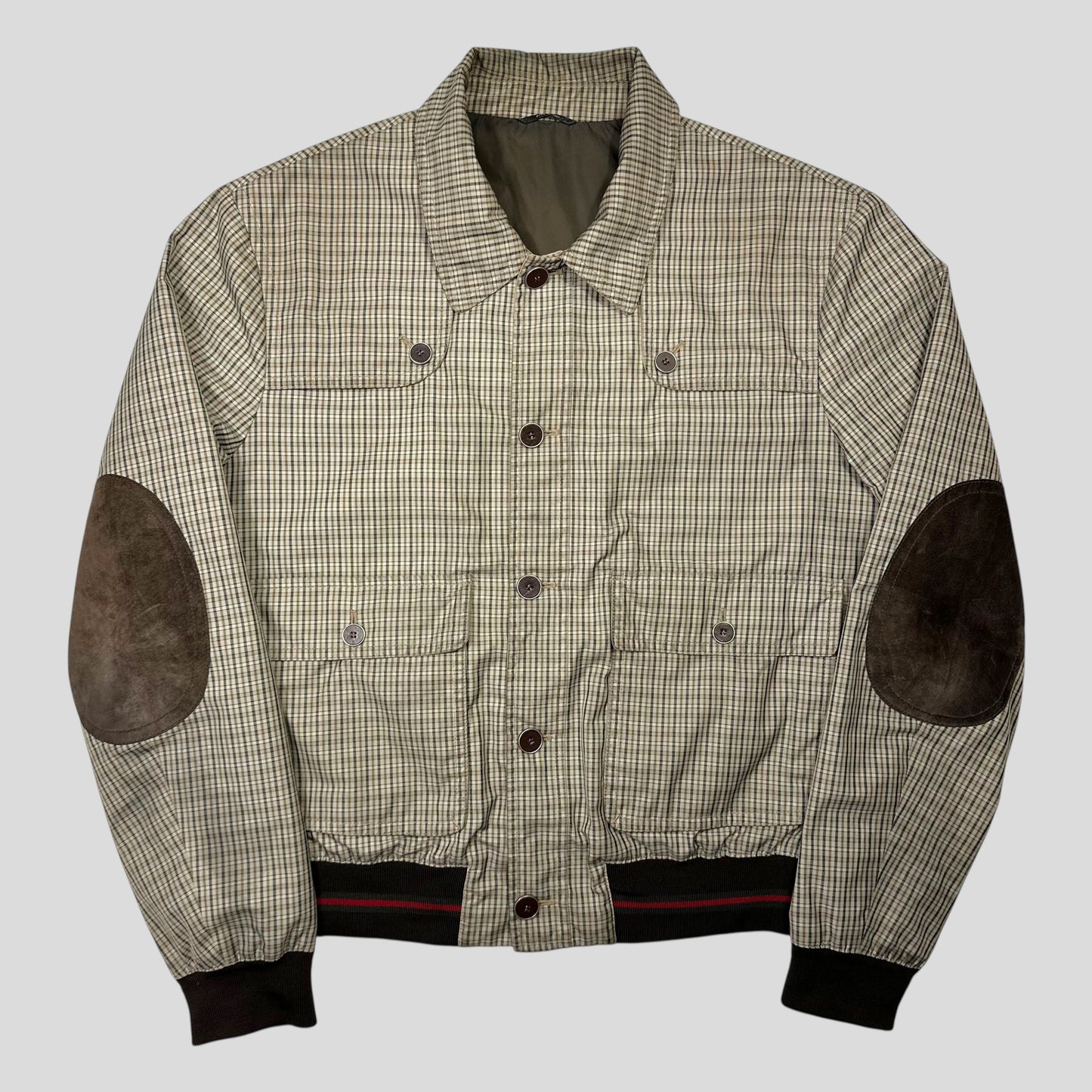 Gucci 2009 Plaid Web Leather Detailed Hunting Harrington - IT54 (L)