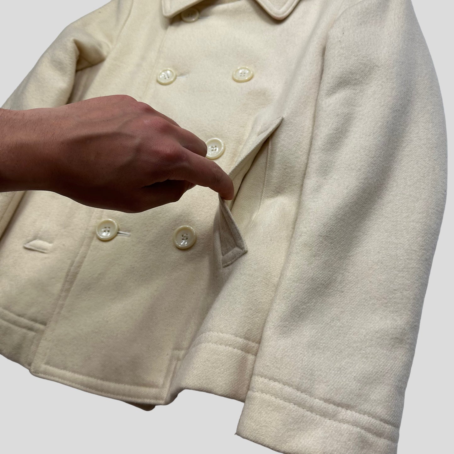 CDG Tricot 2002 Cream Angora & Wool Mini Blazer Jacket - S