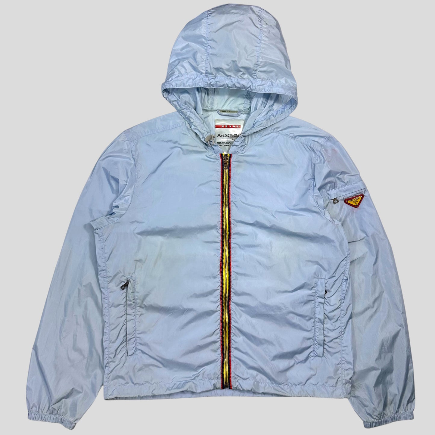 Prada Milano 2010 Baby Blue Contrast Plaque Logo Windbreaker - L