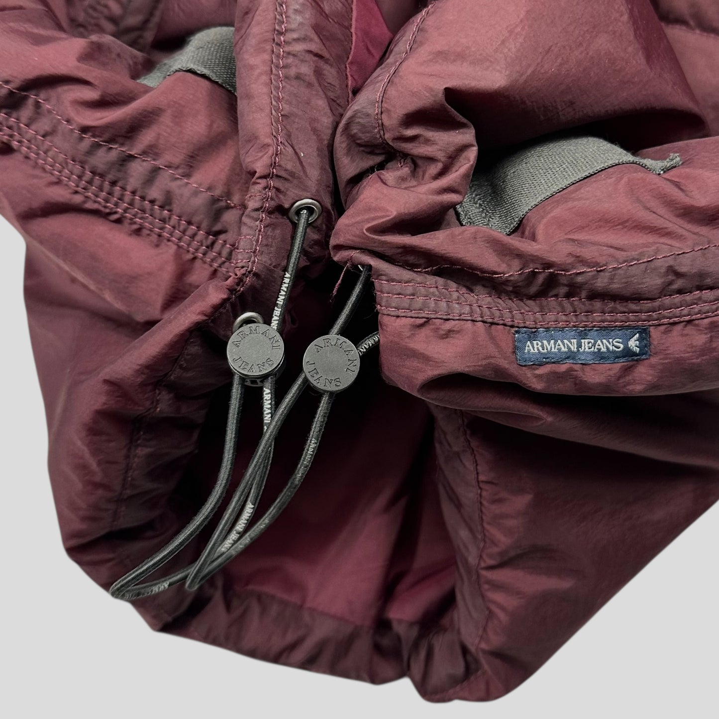 Armani Jeans 00’s Opaque Burgundy Nylon Down Puffer Jacket - L