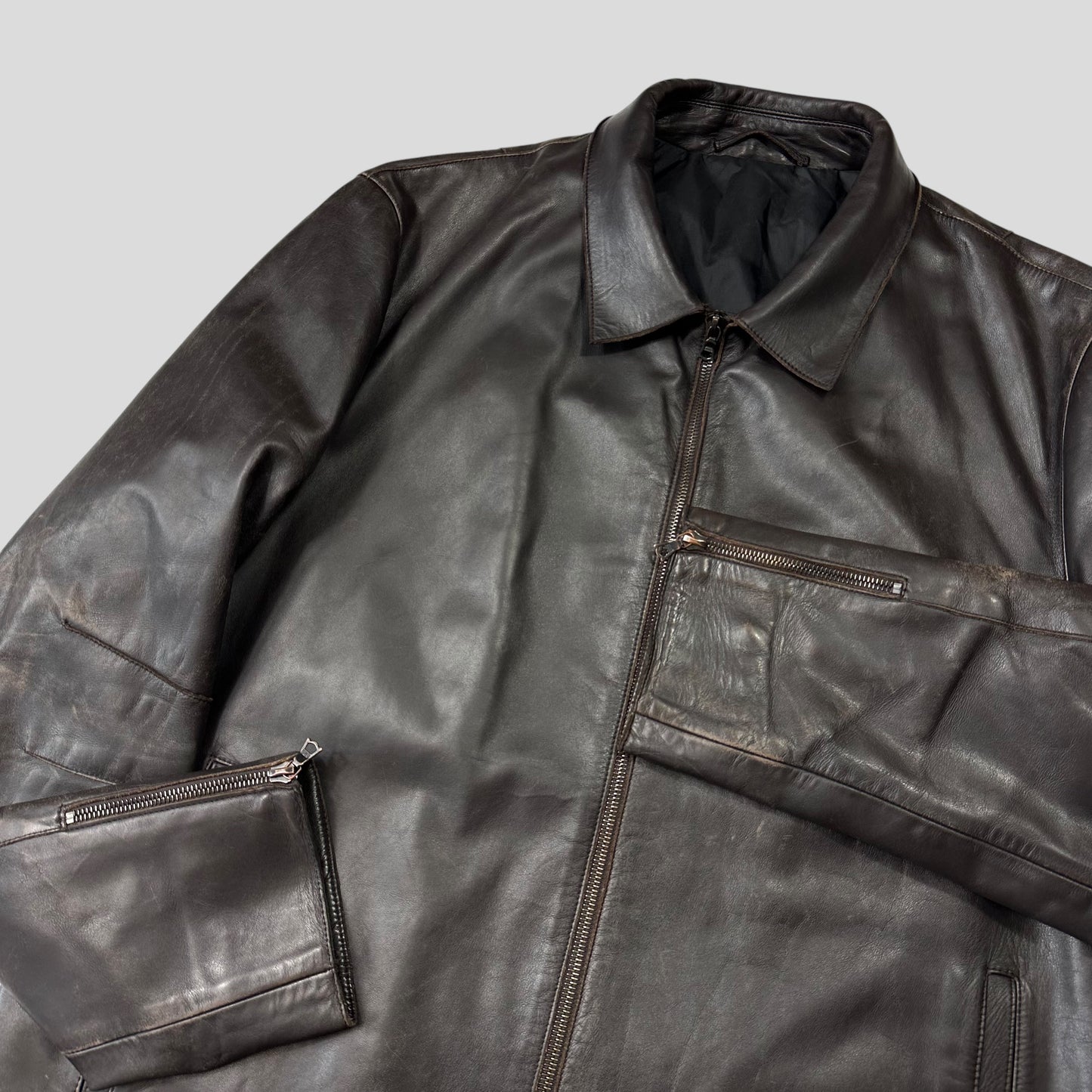 Neil Barrett AW00 Leather Moto Backpack Jacket - M/L