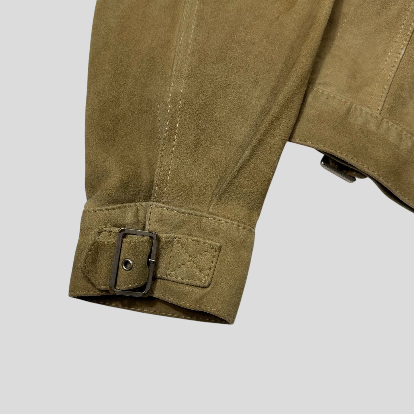 Gucci by Tom Ford 00’s Suede Leather Belted Boxy Trucker Jacket - IT52