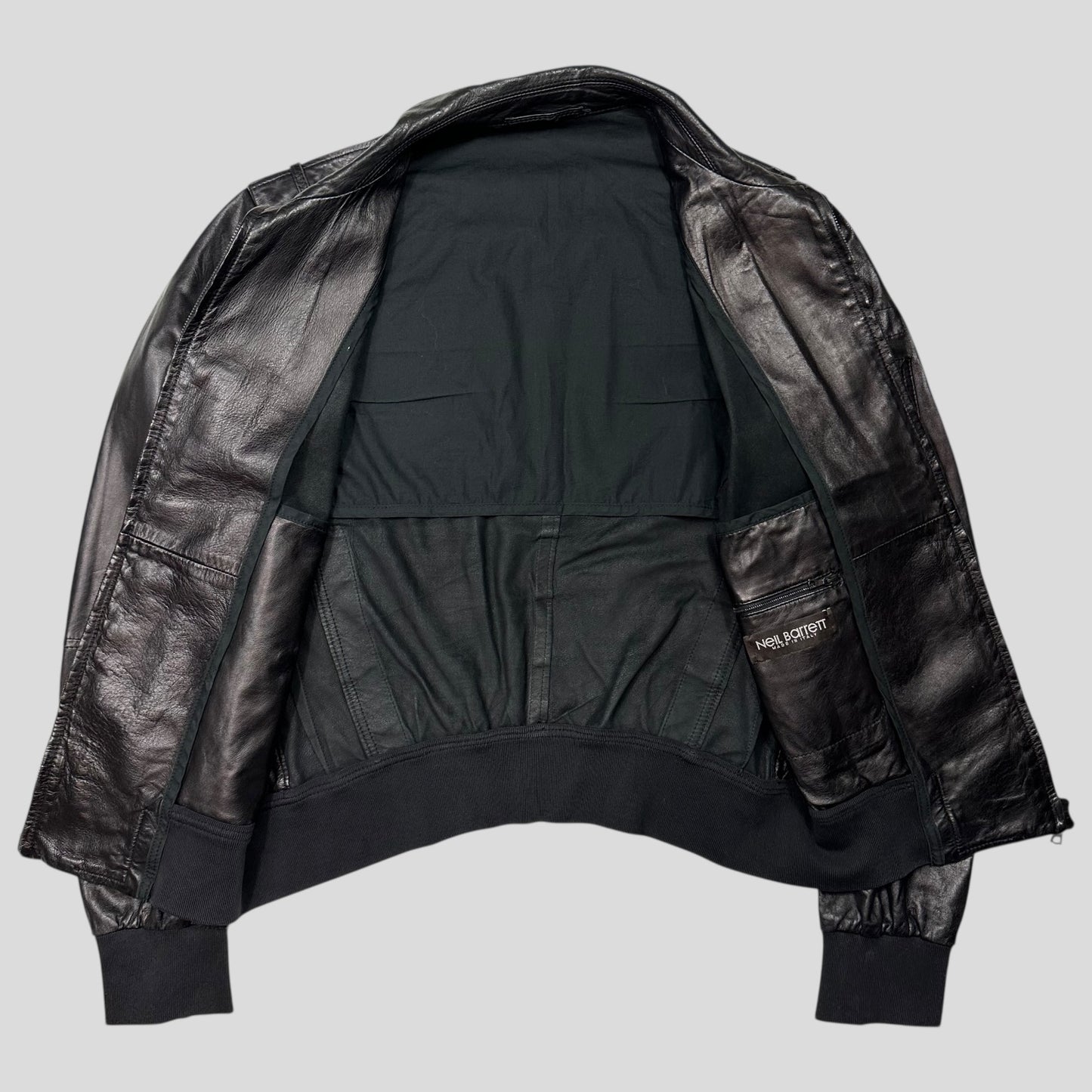 Neil Barrett 00’s Multi Zip Detailed Leather Flight Jacket - M