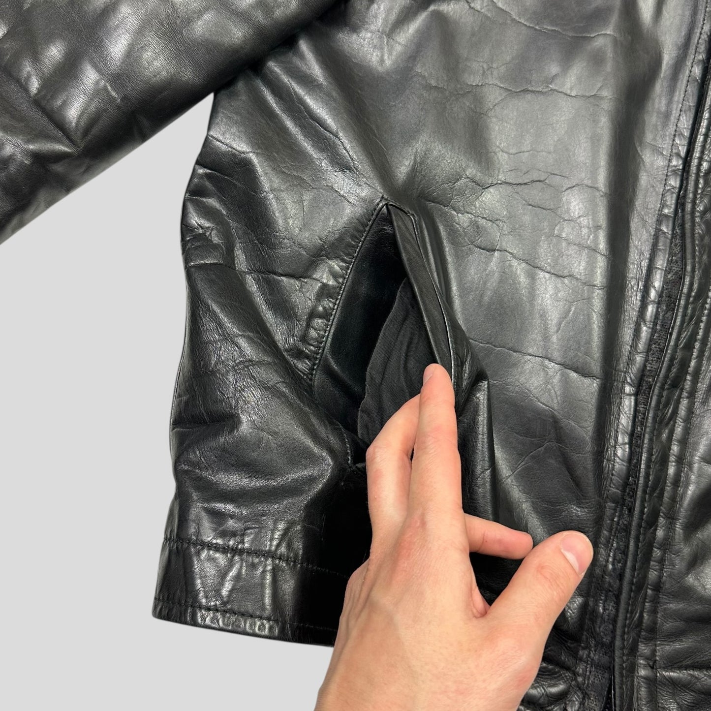 Neil Barrett 00’s Textured Padded Leather Moto Jacket - L