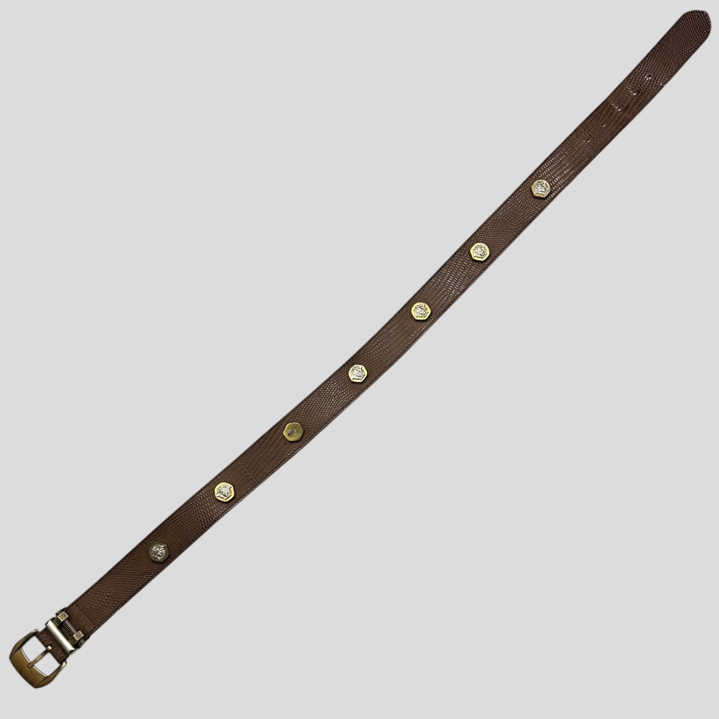 Gianni Versace 1994 Lizard Leather Medusa Bolt Stud Belt