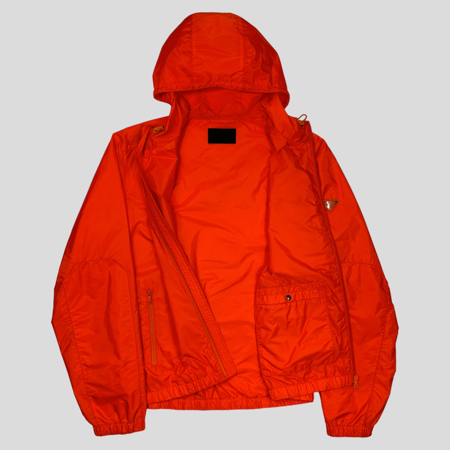 Prada Milano 2019 Laminated Orange Nylon K-way Windbreaker - XXL