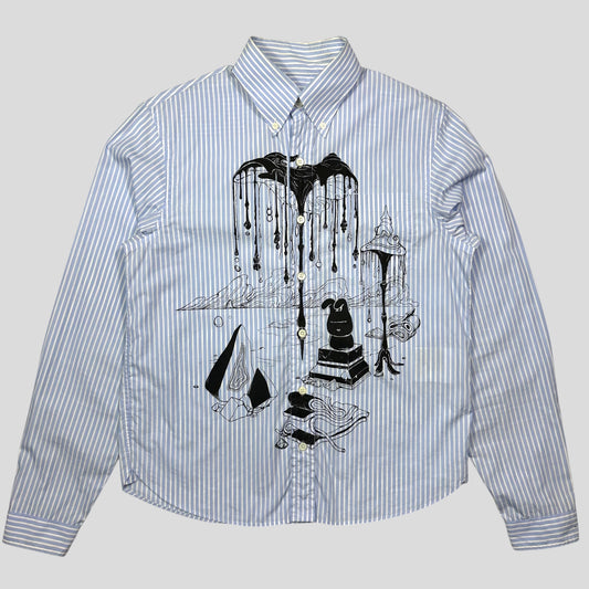Prada SS18 James Jean Comic Print Striped Shirt - S/M