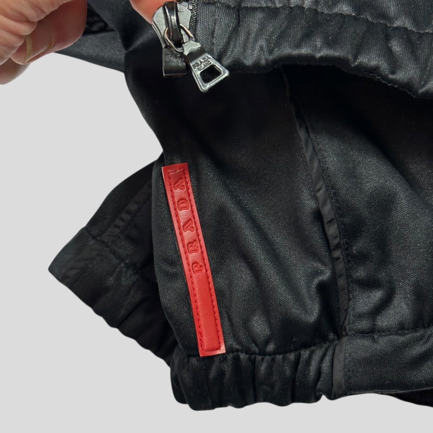 Prada Sport 2007 Jet Black Panelled Soft Polyester Harrington Jacket - M