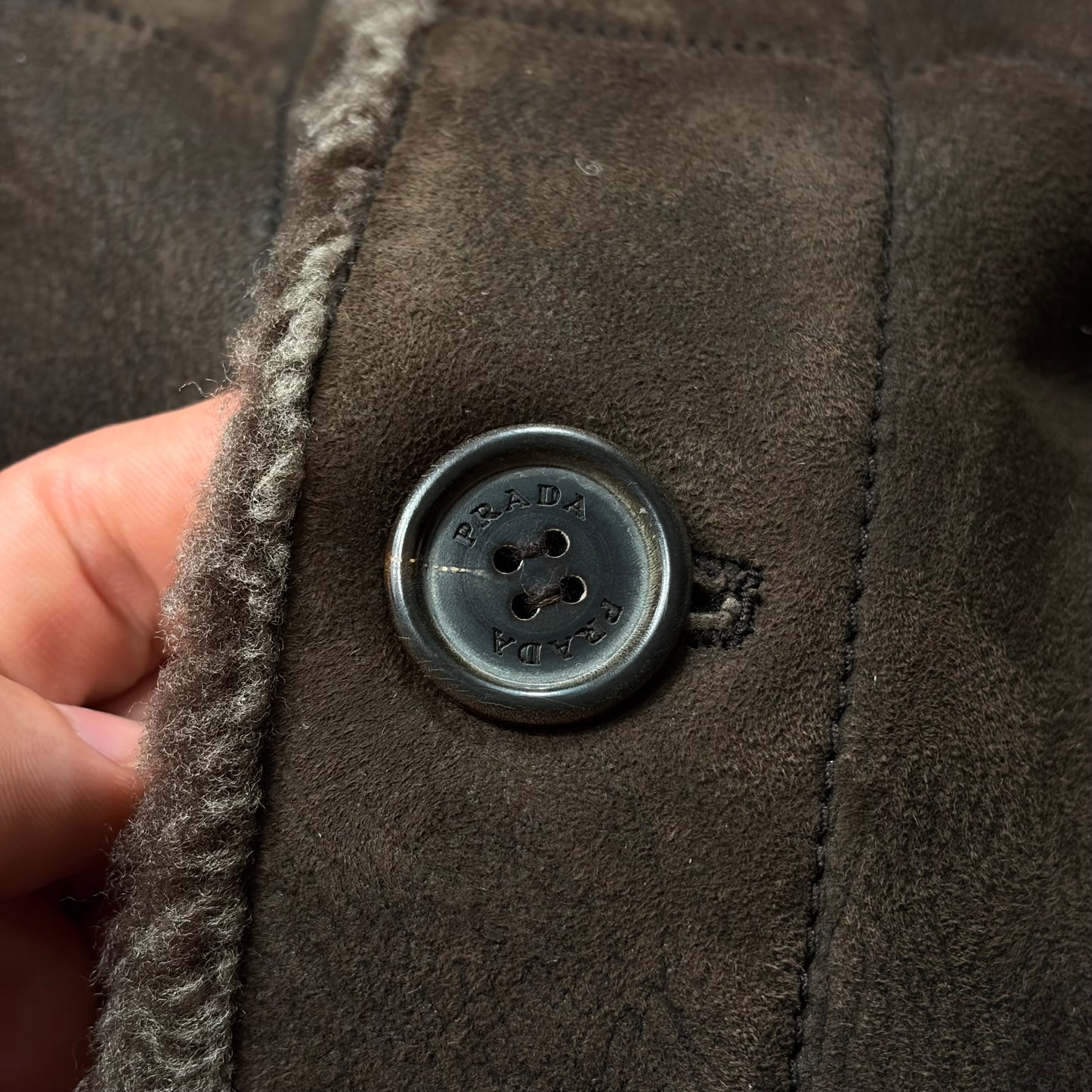 Prada Milano AW03 Shearling Sheepskin Leather Full Length Coat - M