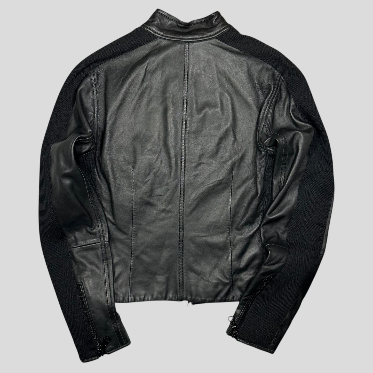 Emporio Armani 2006 Leather Panelled Biker Moto Jacket - IT46 (S)