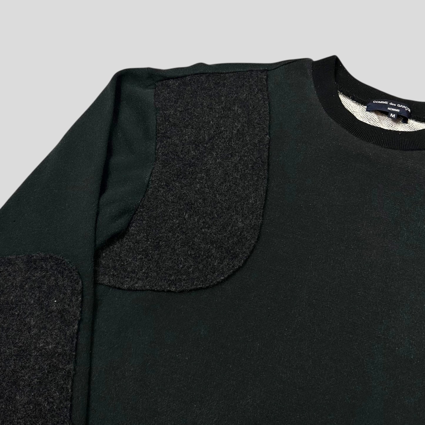 Comme Des Garçons Homme 2007 Asymmetrical Wool Panelled Sweatshirt -  M/L