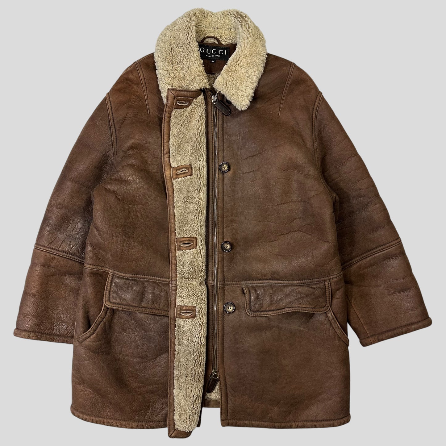 Gucci by Tom Ford 90’s Sheepskin Leather Heavy Shearling Coat - M