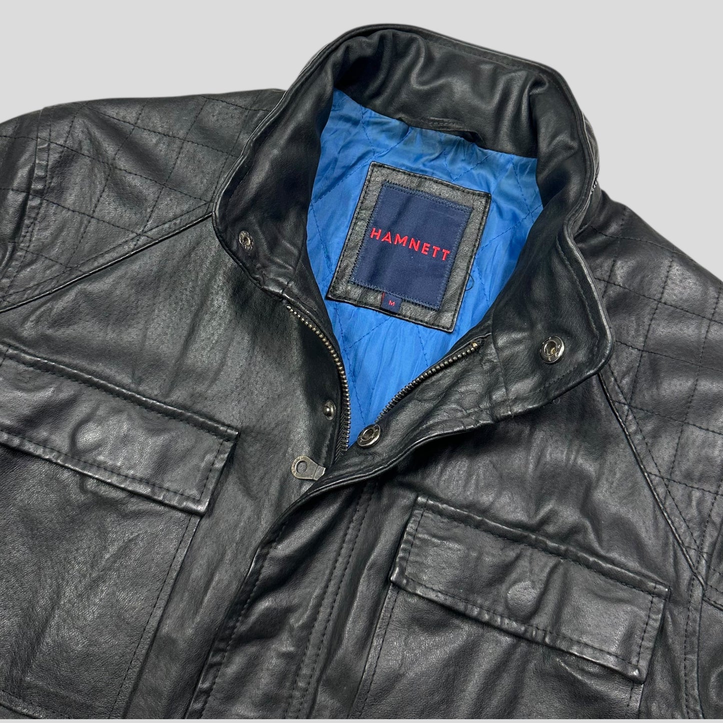 Kathrine Hamnet 00’s Nylon Hood Quilted Leather Moto Jacket - M