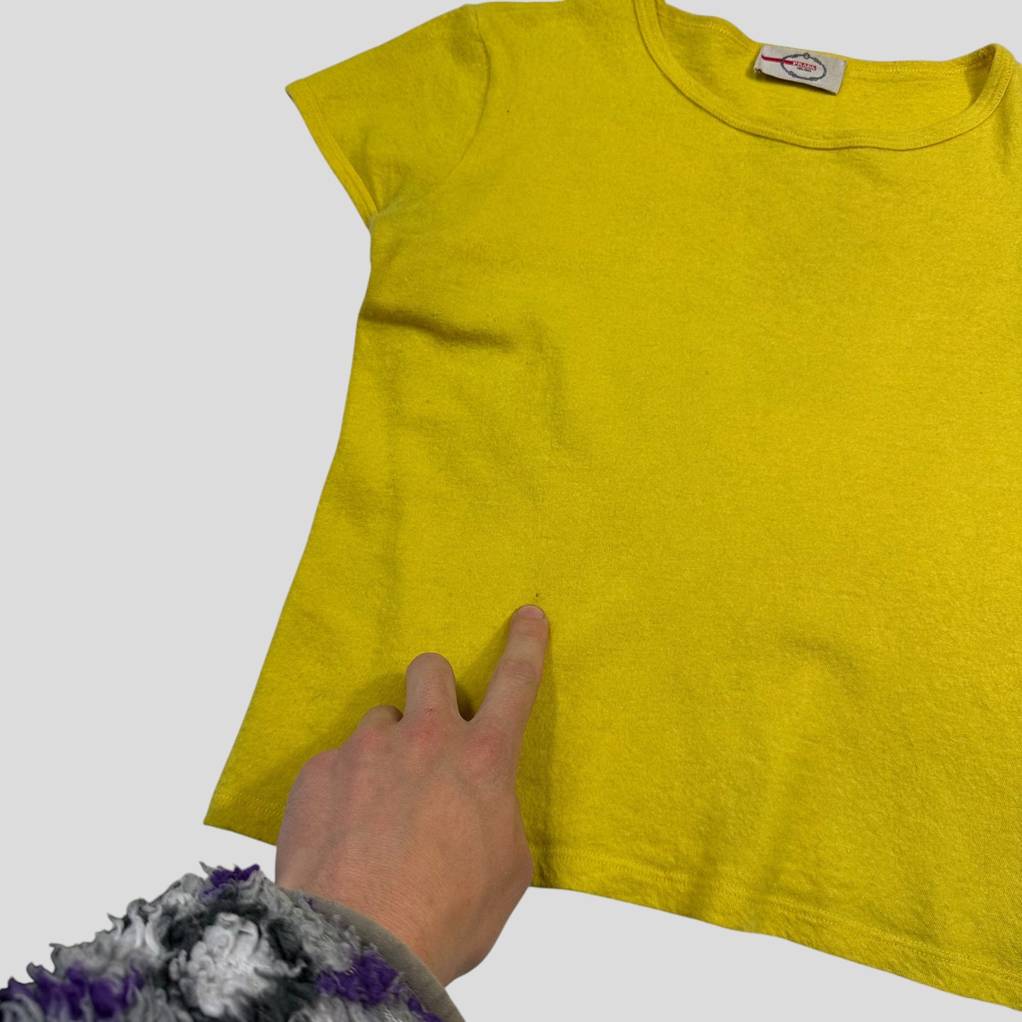 Prada Sport 2013 Yellow Wool Crop Fitted T-shirt - UK8