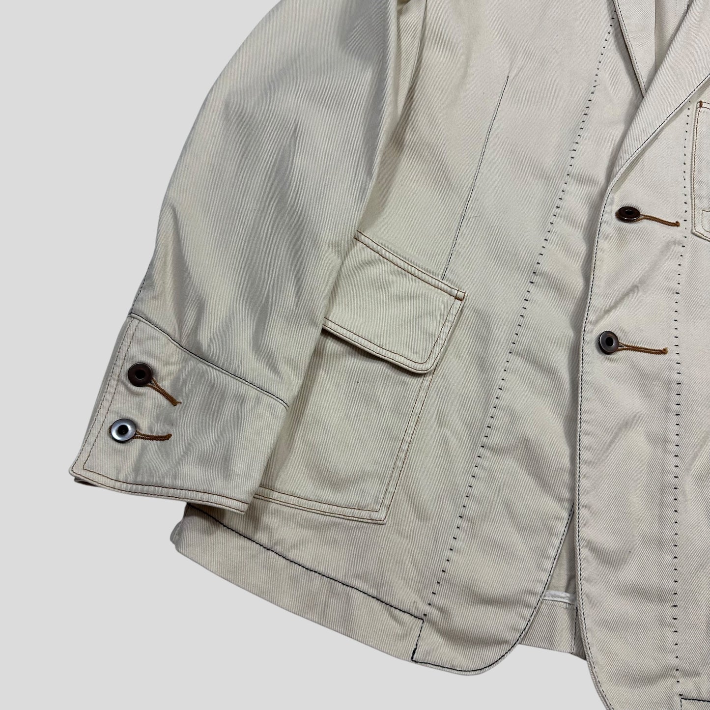 Miu Miu 00’s Contrast Stitch Cotton Cowboy Blazer Jacket - IT50