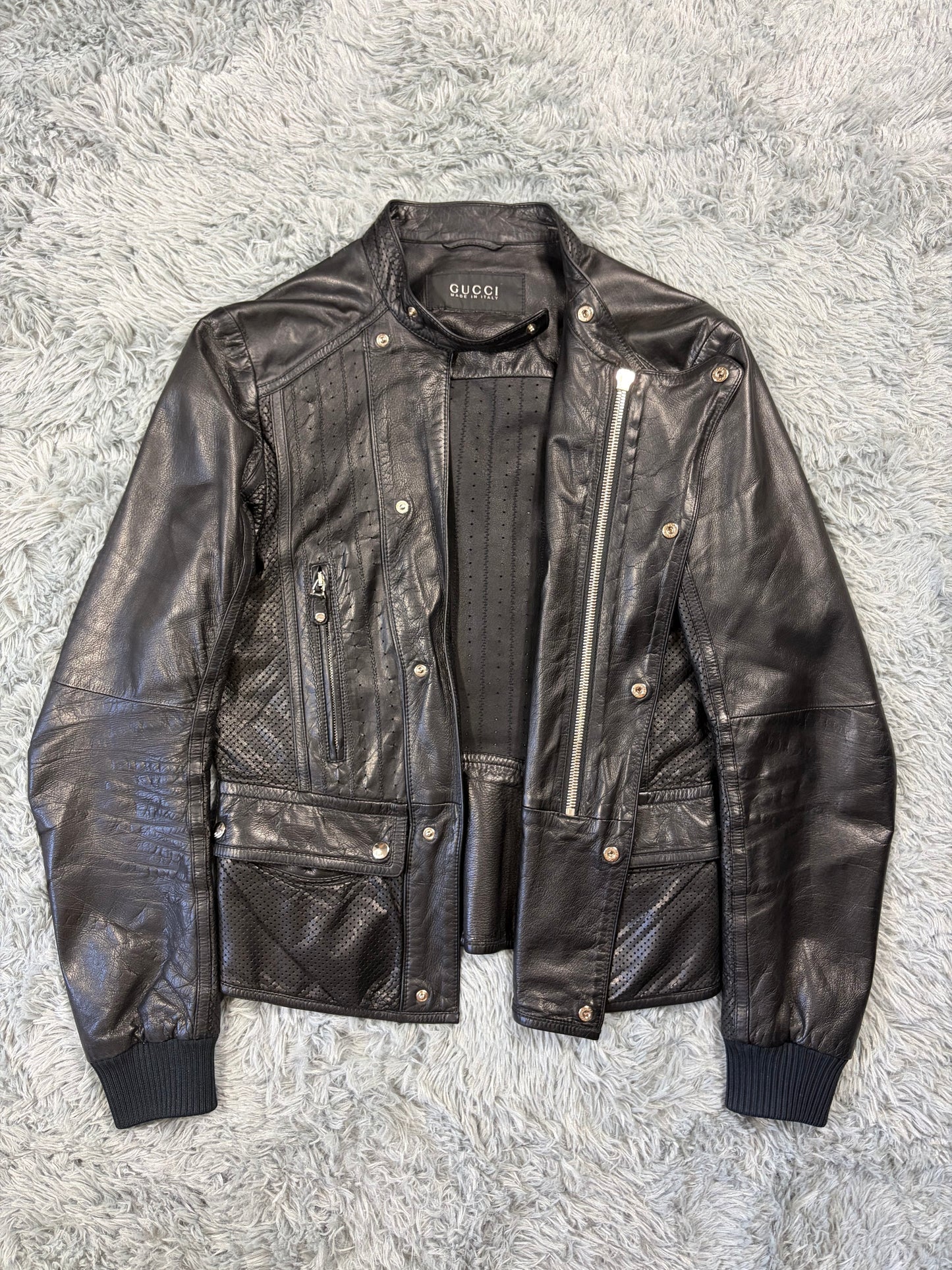 Gucci 00’s by Frida Giannini Perforated Leather Premium Biker Jacket - IT46