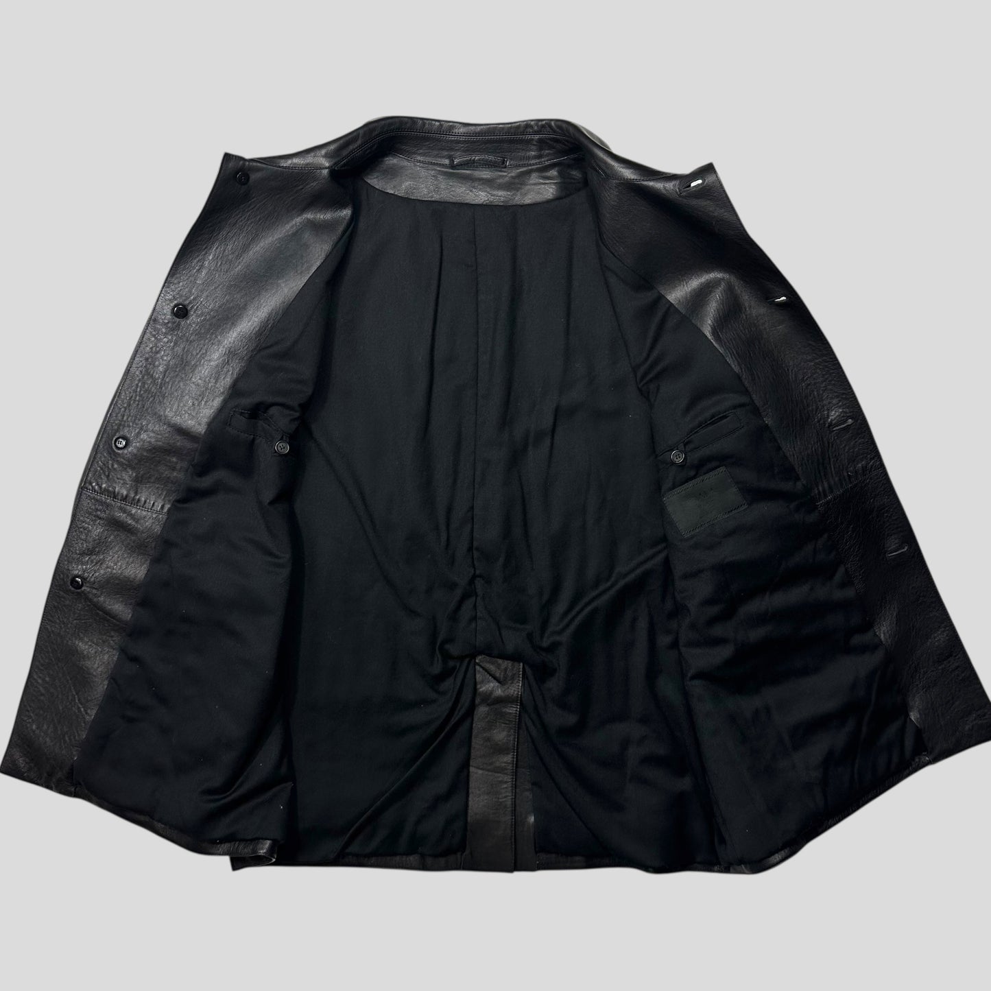 Prada Milano FW 1998 Runway Leather & Wool Lined Car Jacket - IT54