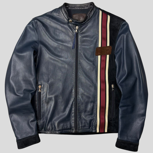 Prada Milano SS00 Runway Leather Racer Moto Jacket - S
